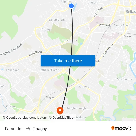 Farset Int. to Finaghy map
