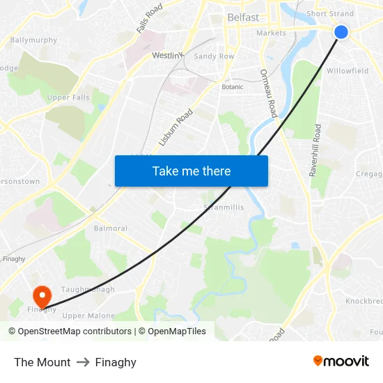 The Mount to Finaghy map