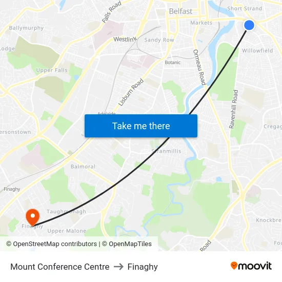 Mount Conference Centre to Finaghy map