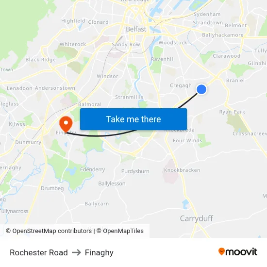 Rochester Road to Finaghy map