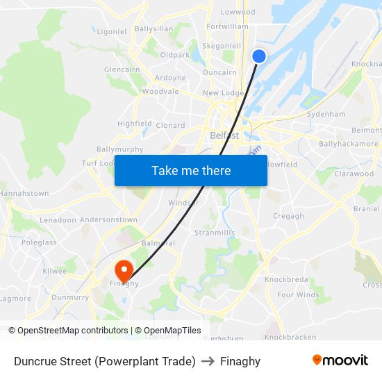 Duncrue Street (Powerplant Trade) to Finaghy map