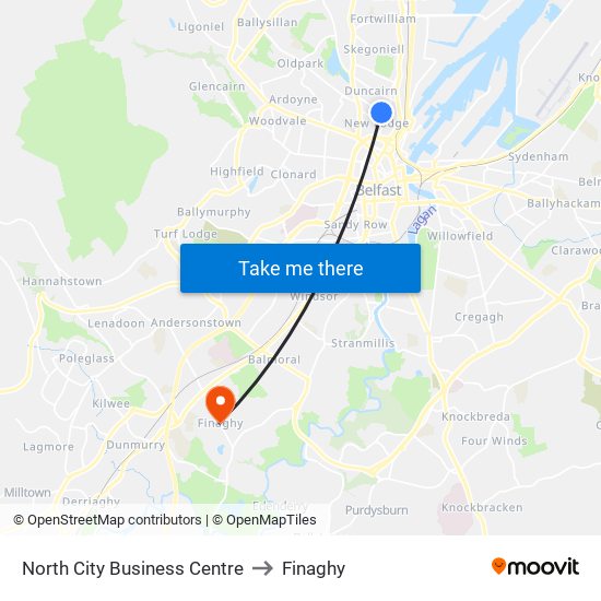 North City Business Centre to Finaghy map