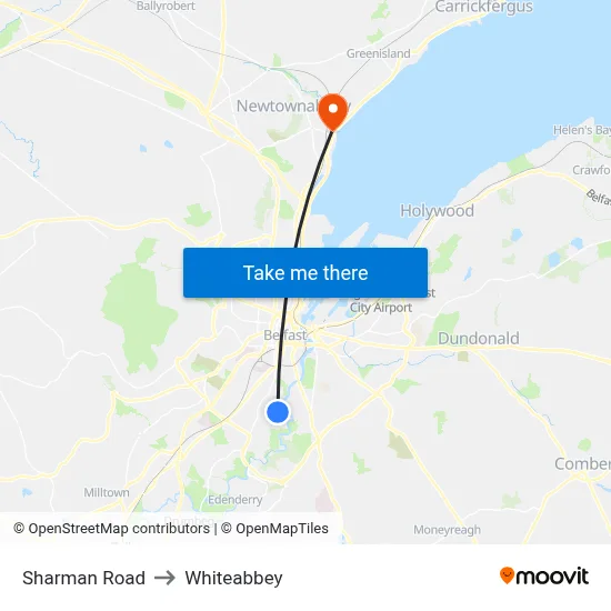 Sharman Road to Whiteabbey map