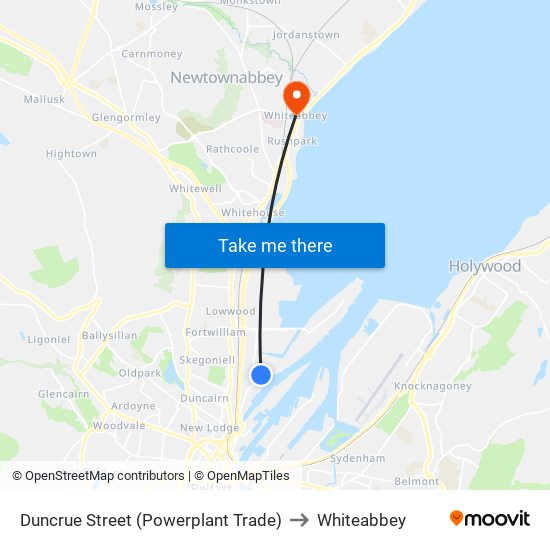 Duncrue Street (Powerplant Trade) to Whiteabbey map