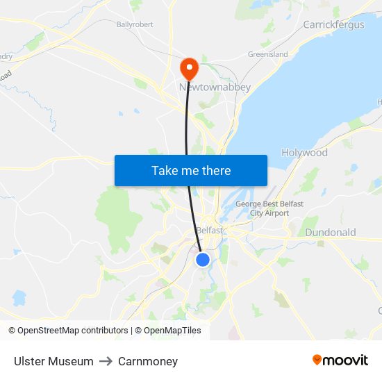 Ulster Museum to Carnmoney map