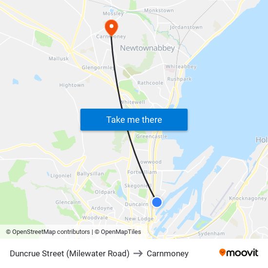 Duncrue Street (Milewater Road) to Carnmoney map