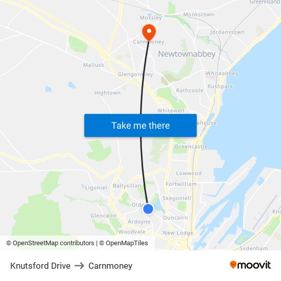 Knutsford Drive to Carnmoney map