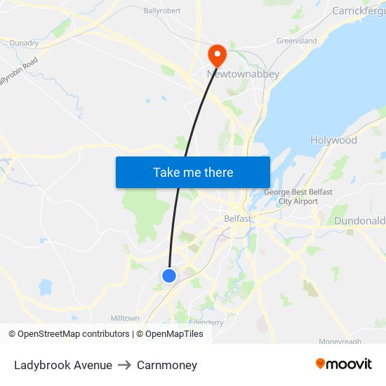 Ladybrook Avenue to Carnmoney map