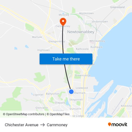 Chichester Avenue to Carnmoney map