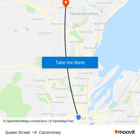 Queen Street to Carnmoney map