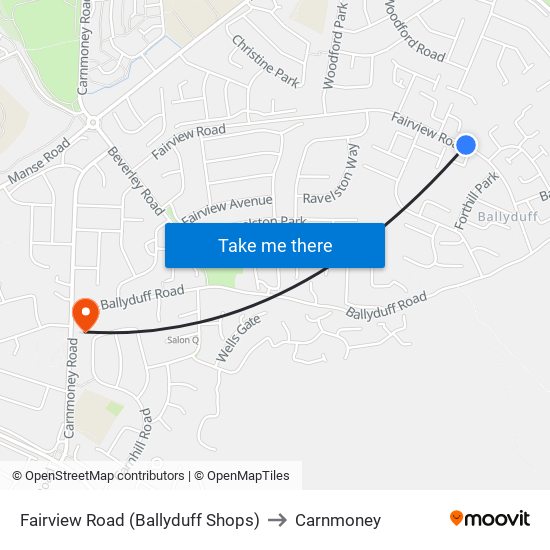Fairview Road (Ballyduff Shops) to Carnmoney map
