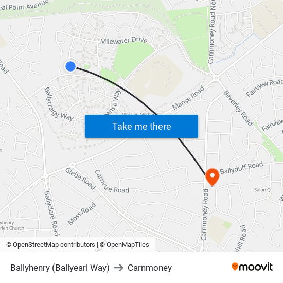 Ballyhenry (Ballyearl Way) to Carnmoney map