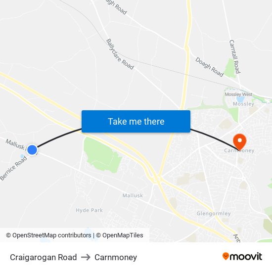 Craigarogan Road to Carnmoney map