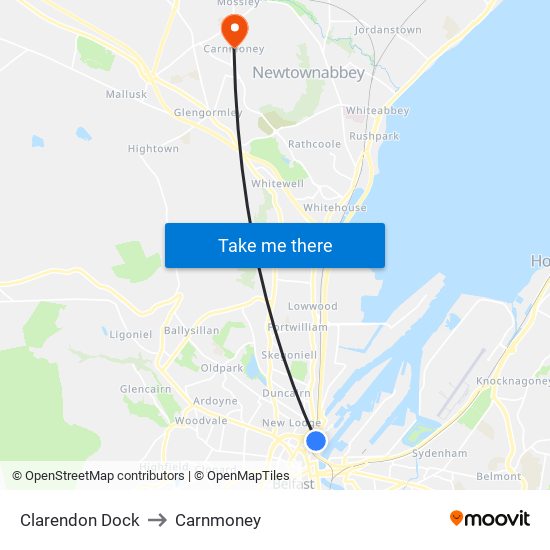 Clarendon Dock to Carnmoney map