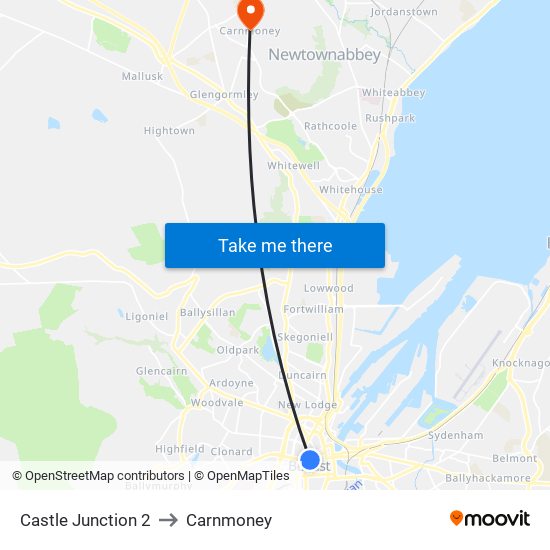 Castle Junction 2 to Carnmoney map