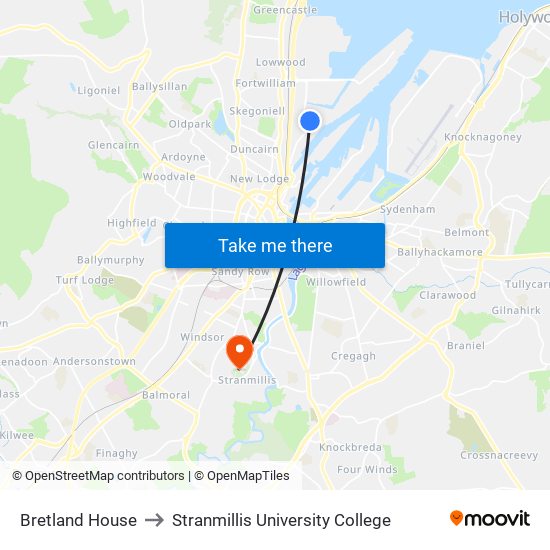 Bretland House to Stranmillis University College map