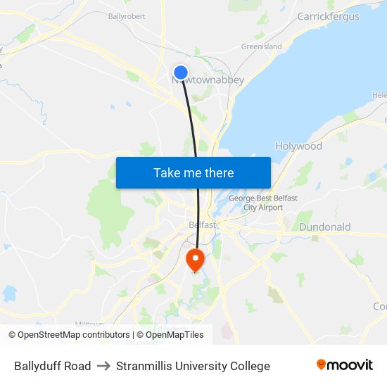 Ballyduff Road to Stranmillis University College map