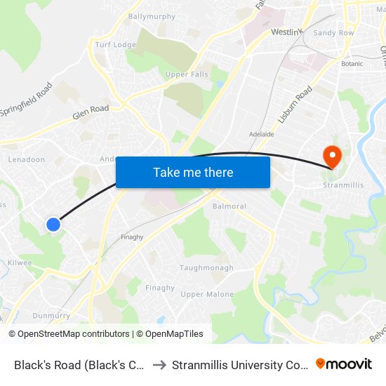 Black's Road (Black's Court) to Stranmillis University College map