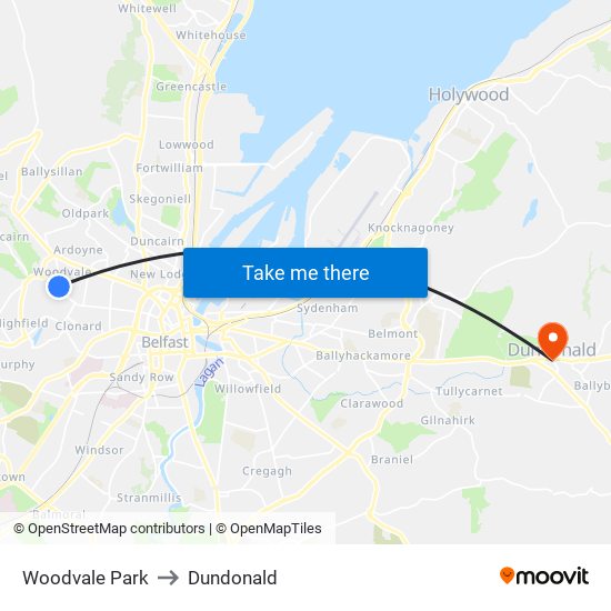 Woodvale Park to Dundonald map