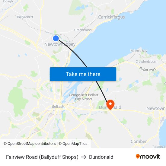Fairview Road (Ballyduff Shops) to Dundonald map