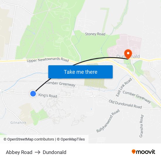 Abbey Road to Dundonald map