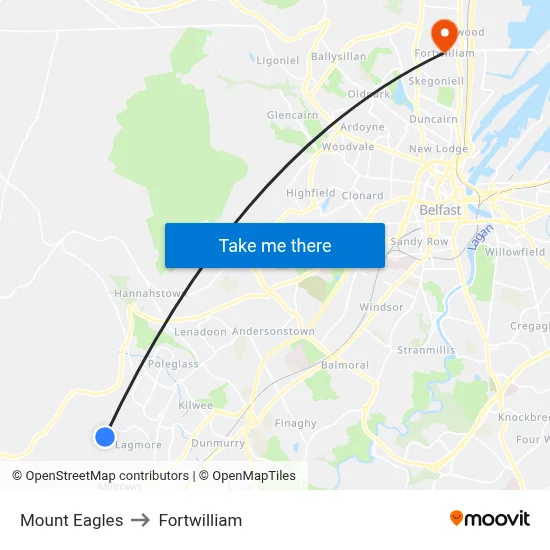 Mount Eagles to Fortwilliam map