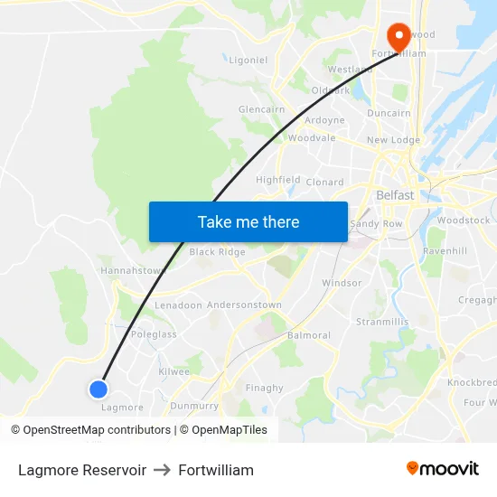 Lagmore Reservoir to Fortwilliam map