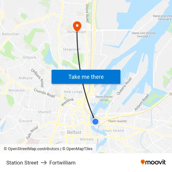 Station Street to Fortwilliam map