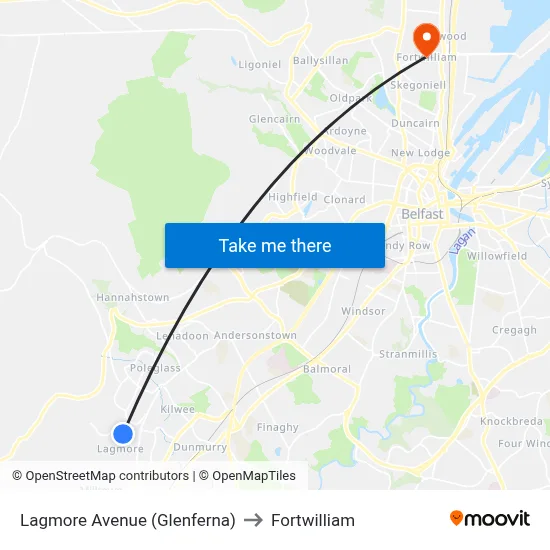 Lagmore Avenue (Glenferna) to Fortwilliam map