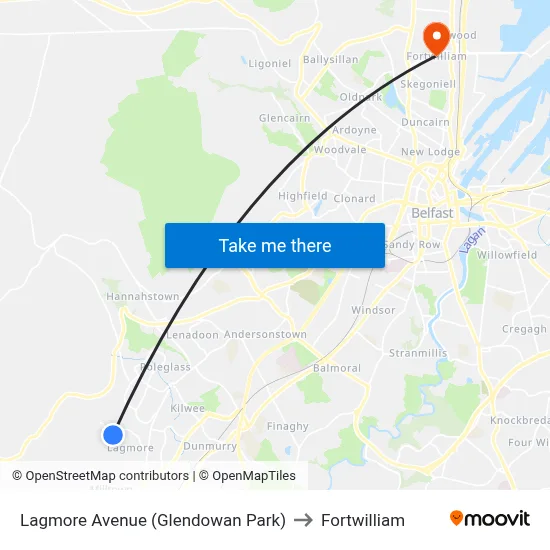 Lagmore Avenue (Glendowan Park) to Fortwilliam map