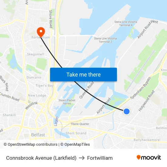 Connsbrook Avenue (Larkfield) to Fortwilliam map