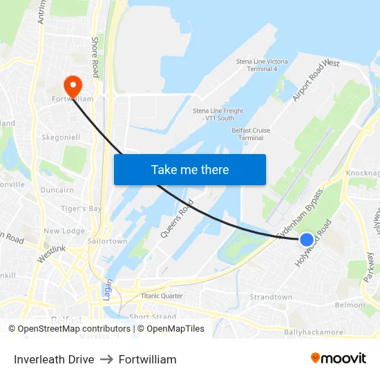 Inverleath Drive to Fortwilliam map