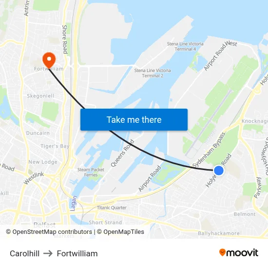 Carolhill to Fortwilliam map