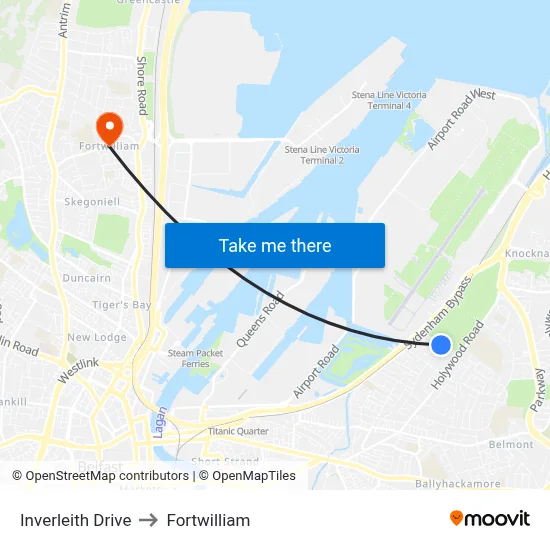 Inverleith Drive to Fortwilliam map