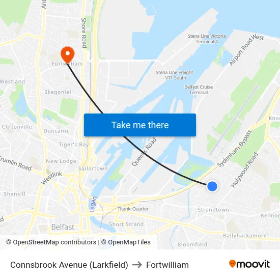 Connsbrook Avenue (Larkfield) to Fortwilliam map