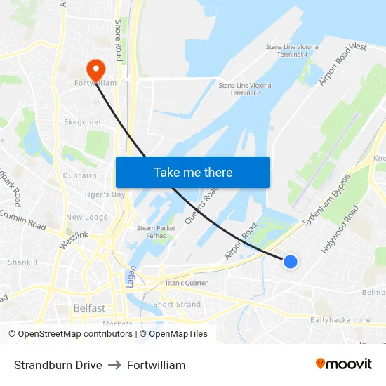 Strandburn Drive to Fortwilliam map