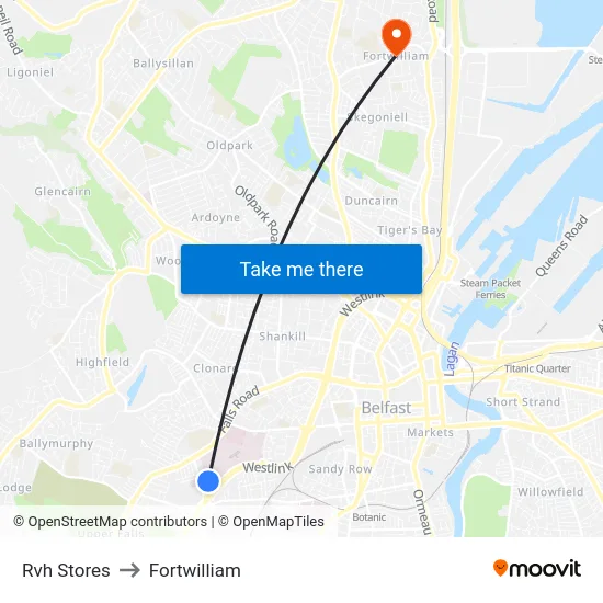 Rvh Stores to Fortwilliam map
