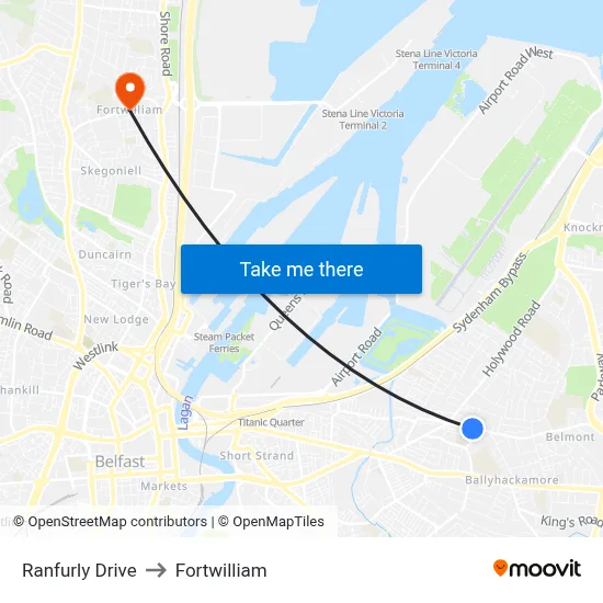 Ranfurly Drive to Fortwilliam map
