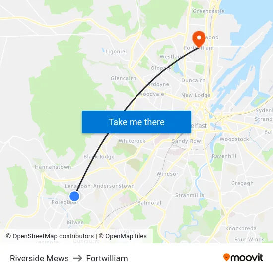 Riverside Mews to Fortwilliam map