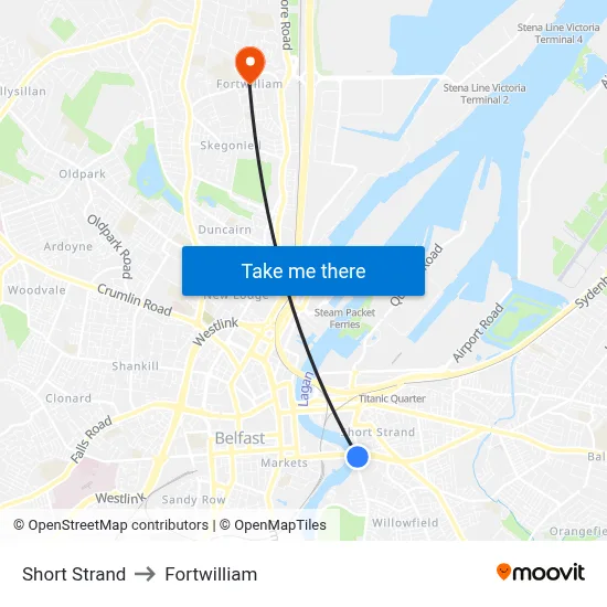 Short Strand to Fortwilliam map