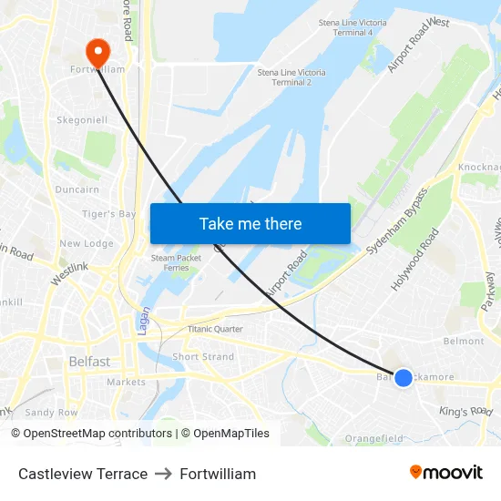 Castleview Terrace to Fortwilliam map