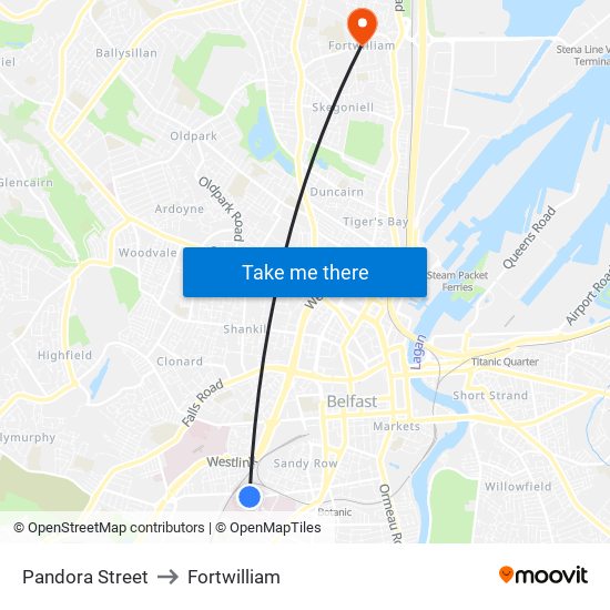 Pandora Street to Fortwilliam map