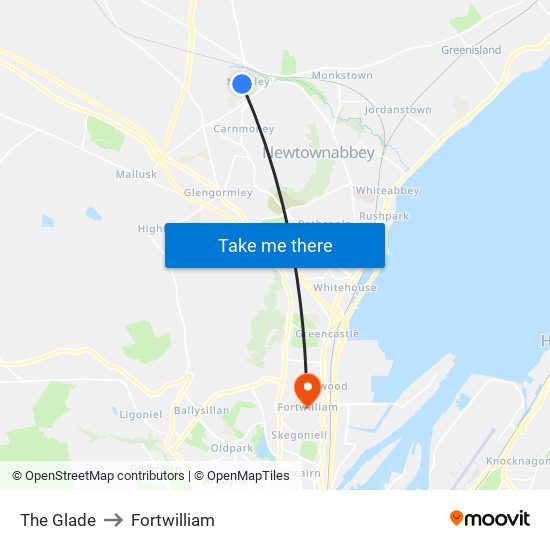 The Glade to Fortwilliam map