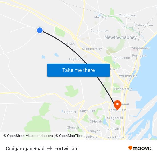 Craigarogan Road to Fortwilliam map