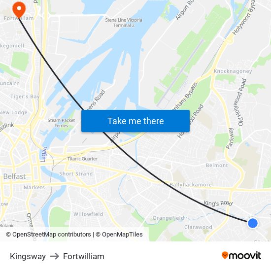 Kingsway to Fortwilliam map