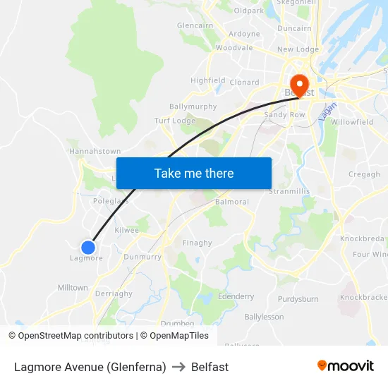 Lagmore Avenue (Glenferna) to Belfast map
