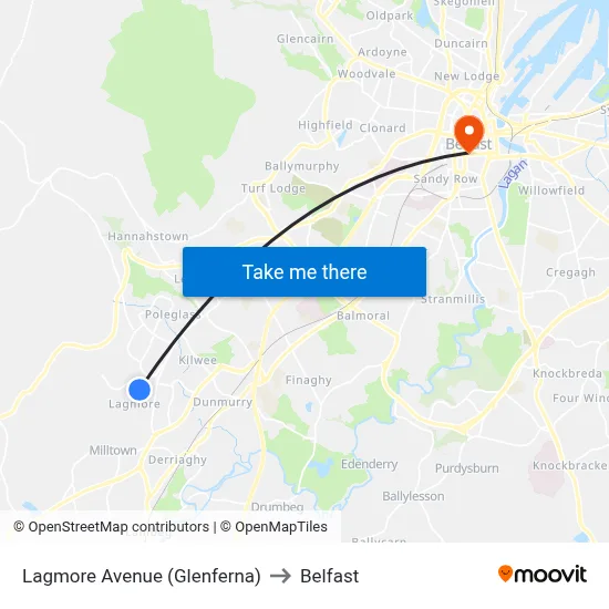 Lagmore Avenue (Glenferna) to Belfast map