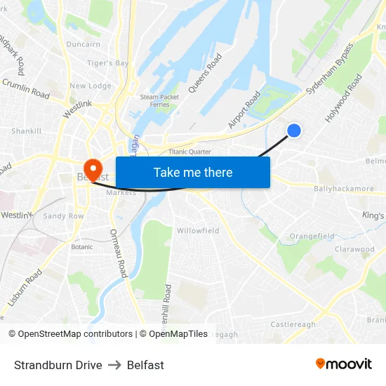 Strandburn Drive to Belfast map