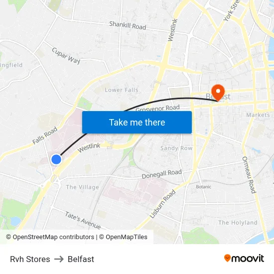 Rvh Stores to Belfast map