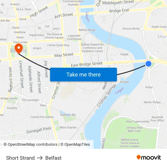 Short Strand to Belfast map